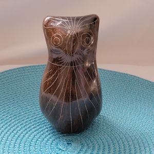 Vintage Etched Owl Figurine 5.25" tall x 2.5" wide